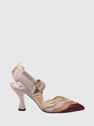Fendi Slingback Colibr&igrave; in tessuto tecnico ricamato con cristalli e tacco alto