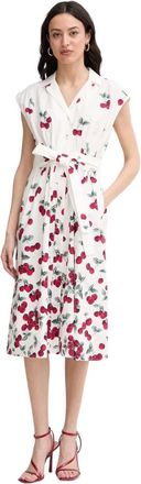 Twinset Abito chemisier midi con stampa ciliegie - - Dresses - Donna - Bianco - S