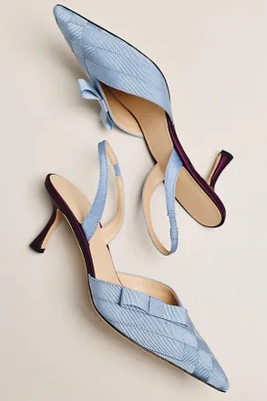 Maeve Woven Bow Slingback Heels