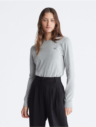 Calvin Klein Womens Archive Logo Long Sleeve T-Shirt - Grey - XS