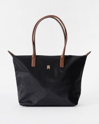 Tommy Hilfiger Womens Logo Detail Tote Bag in Black Nylon - One Size