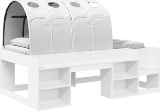 vidaXL Cama Con T&uacute;nel Con Estante 3 Uds. Blanco Madera De Ingenier&iacute;a Vidaxl