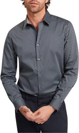 Ted Baker Grelish Slim Fit Geo Print Stretch Cotton Button-Up Shirt in Teal-Blue at Nordstrom, Size 5