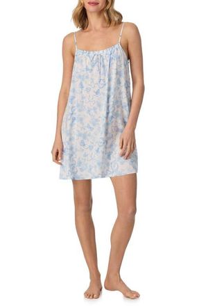 Room Service PJs Izzy Butterflies & Bows Satin Chemise in White Blue at Nordstrom, Size X-Large