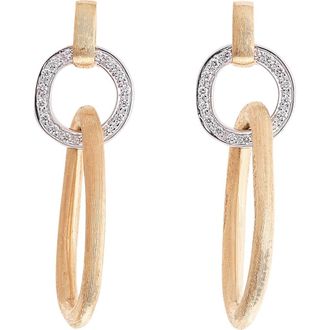 Marco Bicego Jaipur Diamond Double Link Drop Earrings in Yl/Wh Gold at Nordstrom