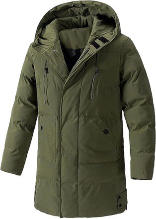 Generic Mens Hooded Winter Jacket Thick Warm Coat Mid Long Parka Padded Puffer Plus Size Thermal Casual Outdoor Outerwear