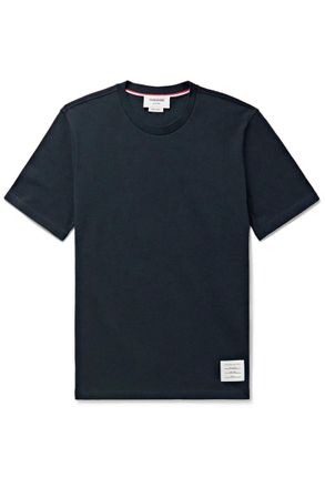 Thom Browne Logo-Appliqu&eacute;d Striped Cotton-Piqu&eacute; T-Shirt