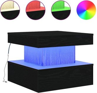 vidaXL Coffee Table with LED Lights Black Oak 50x50x40 cm vidaXL