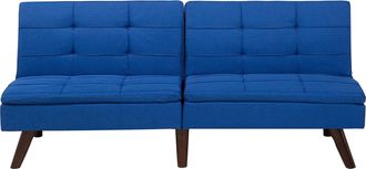 Beliani Beliani - Sof&aacute; Cama Tapizado Acolchado 3 Plazas Azul Cobalto Click Clack Patas De Metal Respaldo Dividido Ronne