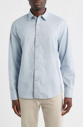 James Campbell Cana Modern Fit Cotton Button-Up Shirt in Sky at Nordstrom, Size Xx-Large