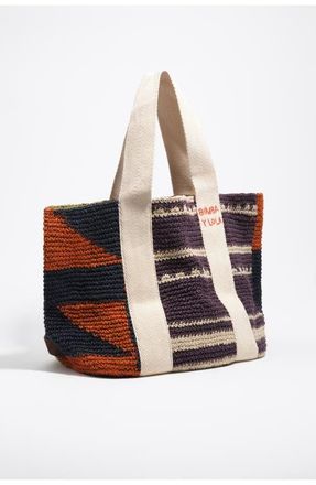 Bimba & Lola Maxi Jute Shopper Bag in Aubergine at Nordstrom