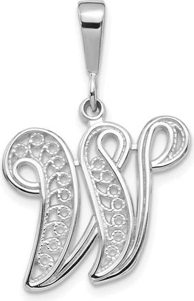 Diamond2Deal 10K White Gold Filigree Initial W Pendant