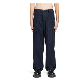 C.P. Company Wide Trousers, male, Black, Size: S Cargo Pant in Microreps Peached