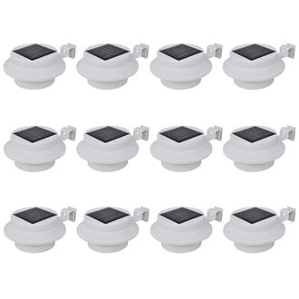 Berkfield Home Outdoor Solar Fence Lamps 12 pcs LED White