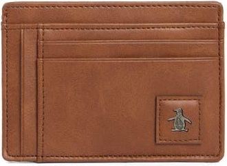 Original Penguin Logo Patch Card Case in Tan at Nordstrom Rack