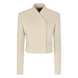Ferragamo Virgin Wool Cropped Blazer, Brand Size 44 ( US Size 10 )