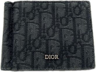 Dior Black Gray Canvas Leather Money Clip (Pre-Owned)
