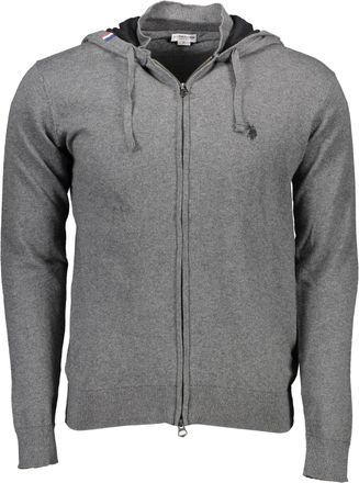 U.S.Polo Association Mens Zipup Knit Hoodie Model - Grey Cotton - Size 2XL