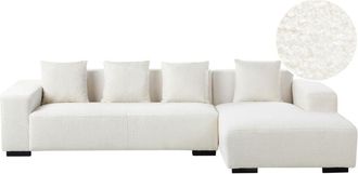 Beliani Beliani - Modern Boucle Corner Sofa Left Hand L-Shaped 4 Seater Throw Pillows White Lungo