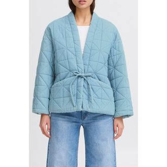 Ichi Quilted Denim Jacket in Blue at Nordstrom Rack, Size 6 Us / 38 Eu