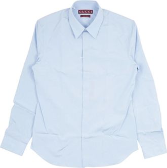 Gucci Casual Shirts, male, Blue, Size: XL Poplin Cotton Shirt