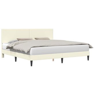 vidaXL Estructura De Cama Con Cabecera Crema 180 X 200 Cm Tela De Pana Vidaxl
