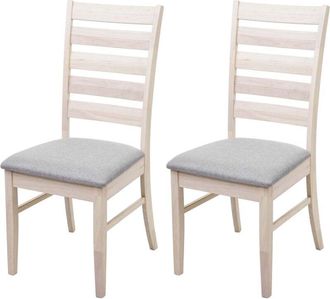 Hhg Set 2x sedie cucina 527 legno massello struttura chiara cuscino grigio