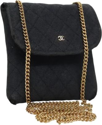 Chanel Pre-owned Cotton pouches - Dames - Vintage Schoudertas - Blauw - ONE Size - Katoen - Vintage