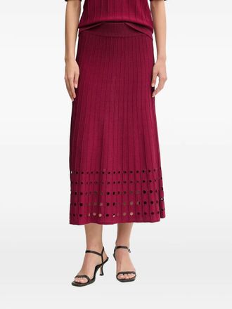 DKNY cut-out pleated midi skirt - Red