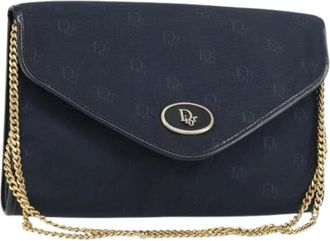 Dior Pre-owned Clutches, female, Blue, Size: ONE SIZE Pre-owned Vintage Canvas Shoulder Bag