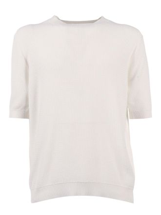 Ballantyne White Cotton Short Sleeve Sweater