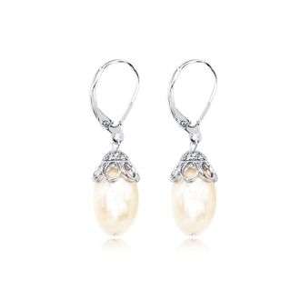 MAX + STONE Sterling Silver Cultured 10-11mm Pearl Drop Leverback Earrings