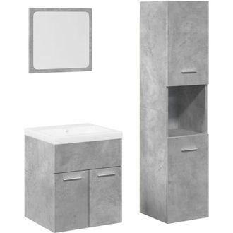 vidaXL Juego Muebles De Ba&ntilde;o 4 Pzas Madera Contrachapada Gris Hormig&oacute;n Vidaxl