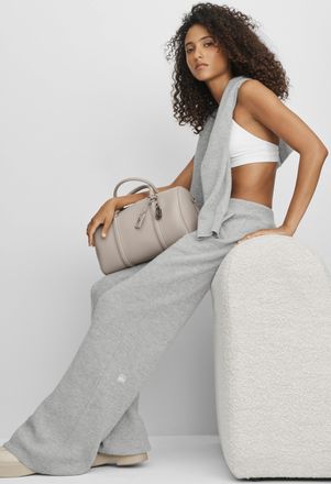 Alo | Cashmere Wool Low-Rise Harmony Trouser (Long) in Athletic Heather Grey, Size: Medium