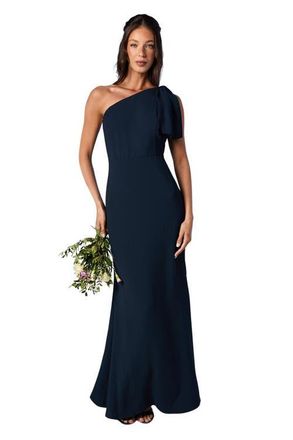 Coast One Shoulder Maxi Bridesmaid Dress in Navy at Nordstrom, Size 14