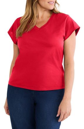 Nic+Zoe Cap Sleeve Cotton T-Shirt in True Red at Nordstrom, Size 1 X