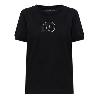 Dolce & Gabbana T-Shirts, female, Black, Size: 2XS T-Shirt M/Corta Giro