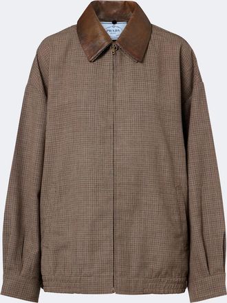 Prada Houndstooth virgin wool blouson jacket