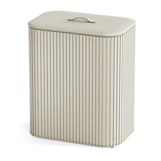 Joseph Joseph Tota Twin Luxe Wäschetrennkorb mit zwei Fächern 90 l, Bambus ecru