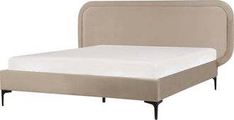 Beliani Beliani - Cama Moderna Con Somier De Terciopelo Beige 140 X 200 Cm Suzette