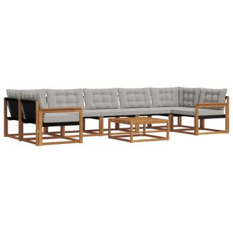 vidaXL Conjunto De Sof&aacute;s De Exterior 8 Pcs Gris Natural Y Claro Vidaxl