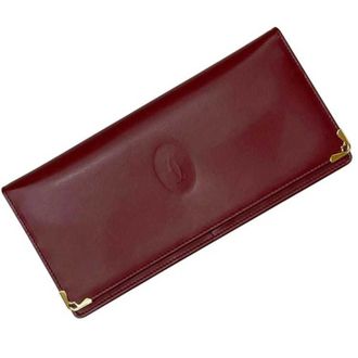 Cartier Must Bordeaux Leather Long Wallet (Bi-Fold) (Pre-Owned)