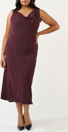 Estelle Britney Cowl Neck Midi Dress in Plum at Nordstrom, Size 22W