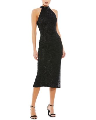 Mac Duggal Embellished Sleeveless Halter Neck Midi Dress