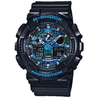 Casio Mens G-Shock GA-100 Series Blue Dial Watch - GA100CB-1A