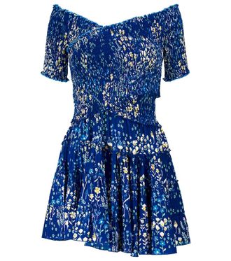 Poupette St Barth Soledad shirred printed minidress