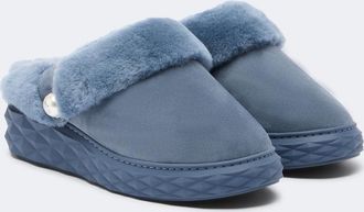 Jimmy Choo London Diamond shearling-lined suede platform mules