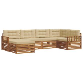 vidaXL Conjunto De Sof&aacute;s De Exterior Con Coj&iacute;n 6 Pcs Natural Y Beige Vidaxl