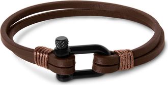 Bruno Magli Mens Paneled Leather Bracelet, Mahogany