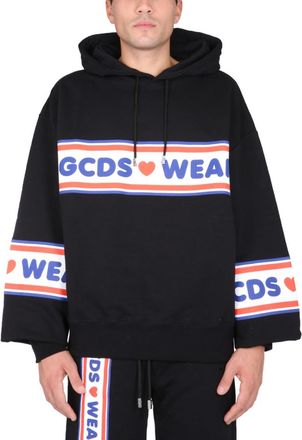 GCDS Black Logo Oversized Hoodie